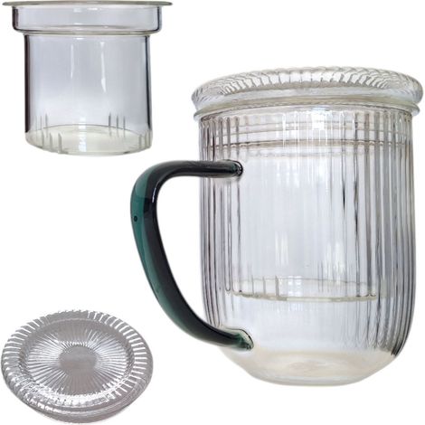 TAZZA TERMICA IN VETRO 0,4L INFUSORE IN VETRO PER PREPARARE TÈ ED ERBE AROMATICHE (1/5)