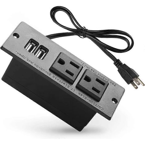 Hub de bureau intelligent à prise plate avec deux prises et fonction de chargement USB (1/5)