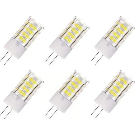 Lot de 6 ampoules LED G4 AC/DC 12V, 5W, 500 lumens, blanc froid 6000K, angle de faisceau 360°, équivalent à une ampoule halogène G4 de 50W, non dimmable [Classe énergétique B] (1/3)