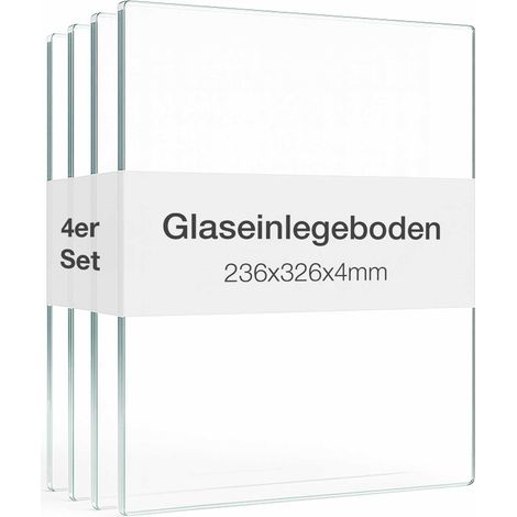 K-Möbel Lot de 4 Tablettes Verre Transparent 326x236x4mm ESG Germany