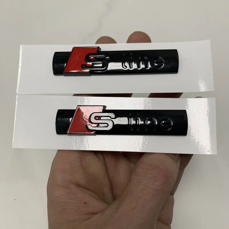 (Sline 2 pièces) Logo 4 anneaux AUDI A4 2013-2024, emblème ABS noir à recouvrement direct, capot, calandre, emblème arrière, autocollant, Sline refit