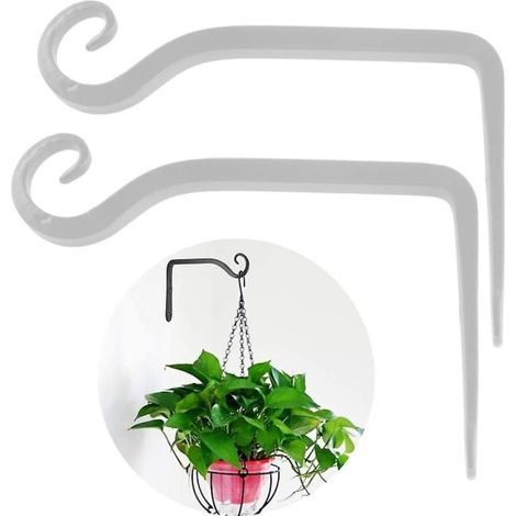 Support mural en fer pour plantes suspendues, lot de 2 crochets blancs, porte-pot accroché au mur, support de fleurs noir, 2 pièces design scandinave (1/5)