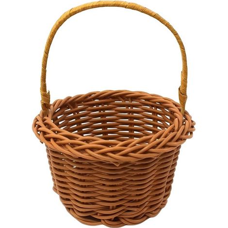 Runder Weidenkorb – Aus Polypropylen – Geflochtener Korb – Brotkorb – Lebensmittelkorb – Braun – 10 x 10 x 6 cm (1/5)