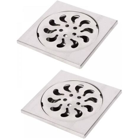 10x10x30mm 2pcs Stainless Steel Floor Drain, Square Shower Grate Shower Filter Shower Drain Hair Catcher for Bathroom (1/5)