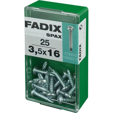 Caja de 25 unidades de tornillo de rosca chapa con cabeza redonda autotaladrante 3,5x16mm Fadix (1/2)