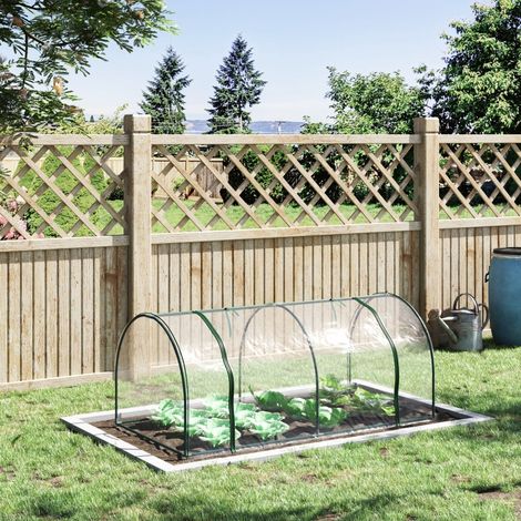 Serre tunnel en acier avec couverture en PVC, 200 x 100 x 80 cm, transparente et verte (1/5)