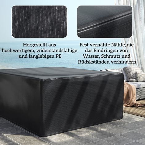 Housse de protection pour meubles de jardin hivernale imperméable bâche anti-UV 235 x 190 x 90cm Noir (1/5)