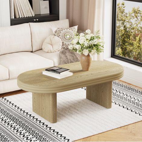 Tavolino da caffè ovale in legno naturale 120 x 60 x 41,5 cm OKWISH (1/5)