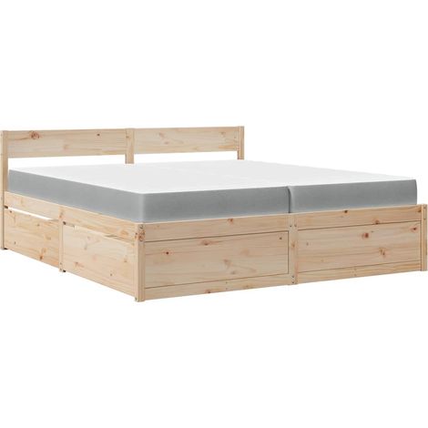 Maison Exclusive - Giroletto Cassetti e Materasso 200x200 cm Legno Massello Pino