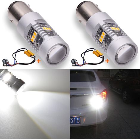 1800LM Blanc 1157 BAY15D 1196 1034 7528 Ampoule de Rechange à LED 14SMD 3020 VR Camper Ampoules de Clignotants de Voiture avec décodeur Canbus sans Erreur 50W 8ohm