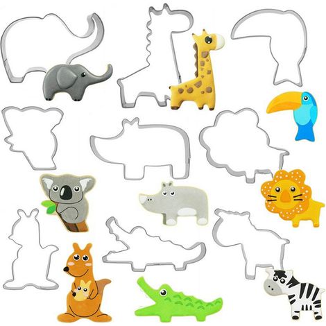 9 Emporte-pièce, Acier inoxydable, Formes animales, Pour biscuits, Fondant, Décoration gâteau (1/5)