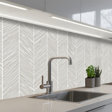 Kitchen Splashback Classic - Herringbone - Gray 200x80 cm (1/5)