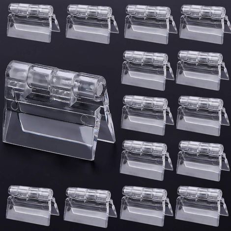 Lot de 10 charnières pliantes en plastique transparent résistant, en acrylique transparent Perspex, 30 x 33 mm
