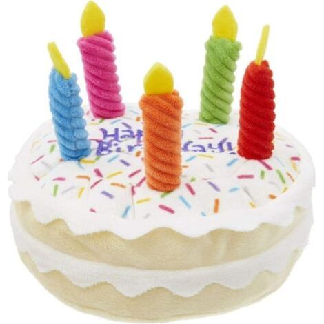 BUNTHAUS Jouet De Gâteau pour Chien, Jouet De Gâteau à Mâcher en Peluche pour Animal De Compagnie, Cadeau d'anniversaire Mignon Dessert en Peluche pour Chien Chat - Cake (1/4)