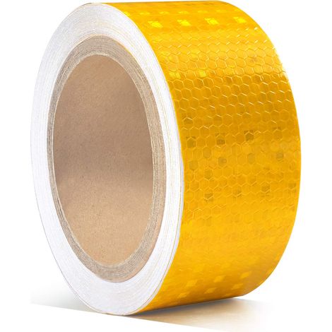 5 cm Sicherheitswarnbänder für Anhänger – Sichtreflektor – Warnaufkleber – Reflektierendes Klebeband, Gelb