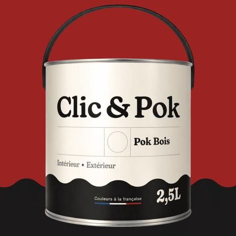Peinture Bois Extérieur – POK BOIS - 2,5L - RAL 3002 - Rouge carmin- Résistante aux intempéries - Ne s'écaille pas