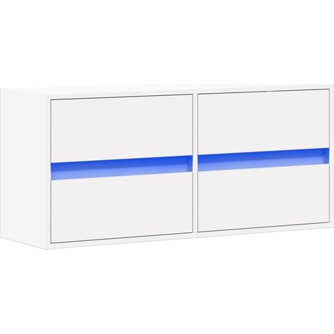 Mueble TV multimedia estantería para televisión buffet para televisión comedor salón dormitorio montado en la pared con luces LED 100 x 31 x 45 cm blanco 020027845