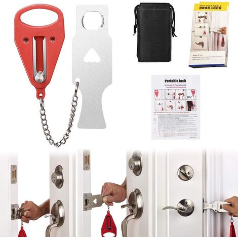Cerradura de puerta portátil Cerradura de viaje Cerradura de seguridad adicional y seguridad para desplazados en casa Apartamento Residencia Hotel Motel