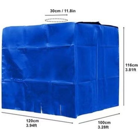 Bâche Réservoir d'eau IBC 1000 L Couverture Container Citerne Eau Pluie avec Fermeture éclair Coupe-Vent Anti-UV 420D Résistant à la Déchirure(bleu) (1/5)