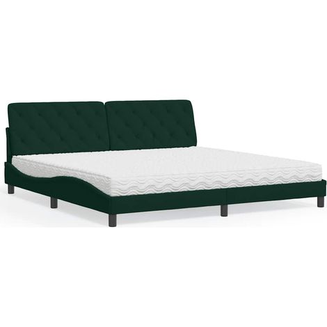 Cama con colchón terciopelo verde oscuro 200x200 cm (1/5)
