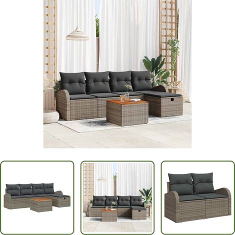 vidaXL Conjunto de sofás de jardín 6 uds. Gris ratán sintético (1/5)