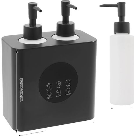 Calentador de aceite para masajes, diseño de doble botella, control de temperatura independiente, color negro. (1/2)
