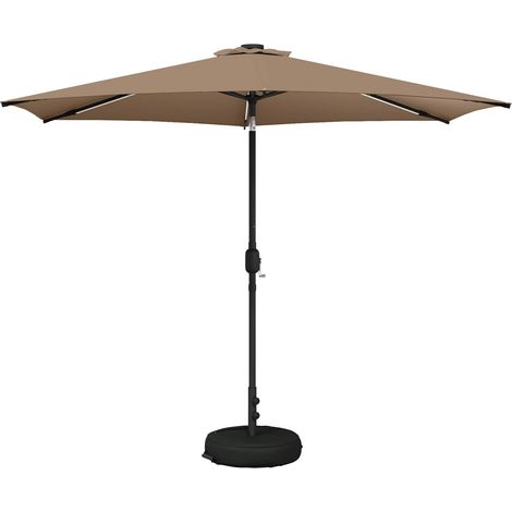 Garden Parasol with LED Lights and Base 300 x 300 cm Polyester vidaXL (1/5)