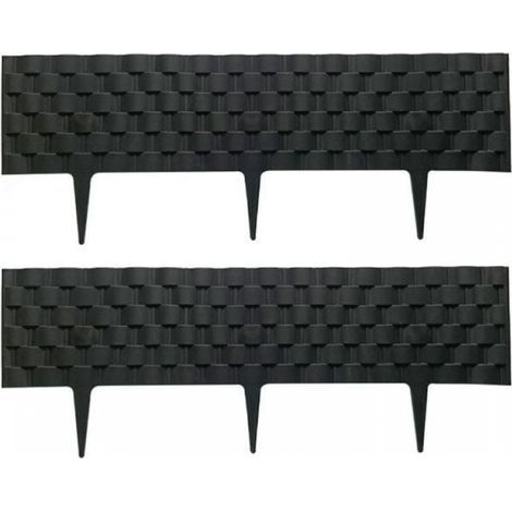 Cyslmuk – Bordure de jardin 60cm – Palissade plastique résistante aux intempéries – Hauteur 95mm – Aspect rattan anthracite – Lot de 2 modules (1/5)