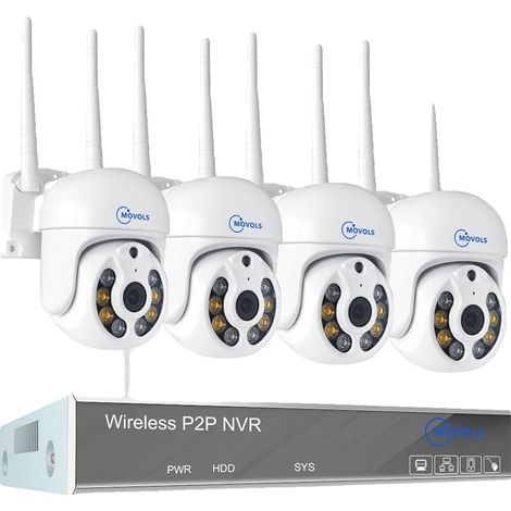 Système de vidéosurveillance sans fil, résolution 3MP, étanche IP66, 10CH 3MP Avec 4 PTZ-b, Aucun-d (1/2)