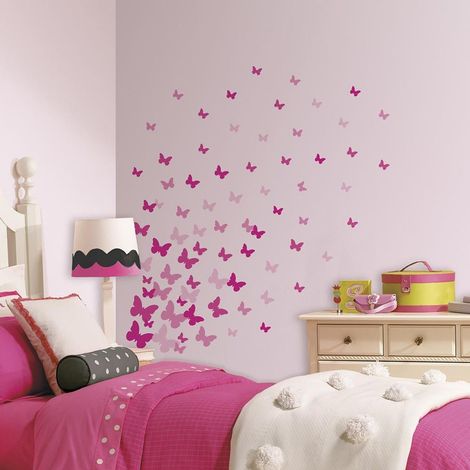 PAPILLONS ROSES - Stickers repositionnables papillons roses (1/4)