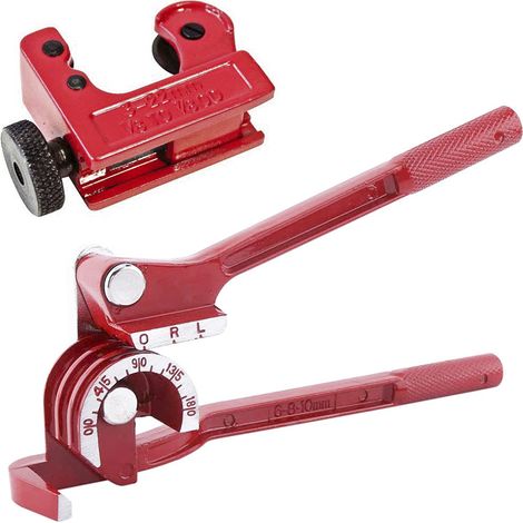 Macchina piegatubi 3 in 1 per impieghi gravosi, piegatubi manuale da 6-8-10 mm con angolazione da 0 a 180 gradi + tagliatubi da 3 a 22 mm (1/4)