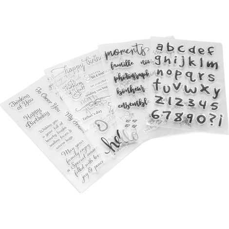 Jeu de pochoir silicone transparent lettres chiffres mots salutation pour carte DIY scrapbooking gabarit gaufrage papier (1/5)