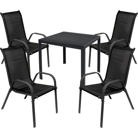 Gartengarnitur 5-teilig 90x90cm Anthrazit/Schwarz Non-Wood-M691922+4xMMC330880 (1/4)
