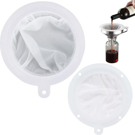 Set De 2 Filtres En Nylon - 14 Cm Et 16 Cm - Mailles 200 Et 400 - Pour Jus Huile Lait Café Vin - Cuisine (1/3)