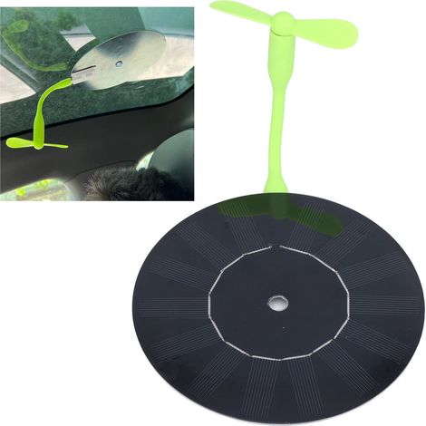 Panneau solaire monocristallin rond de 5 W, mini ventilateur USB, ventilation et refroidissement de voiture, ventilation et refroidissement de pièce pour animaux (1/5)