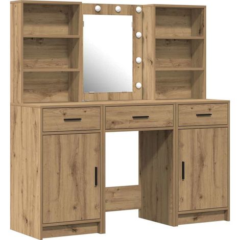 Maison Exclusive - Schminktischset mit LED 3 pcs Artisan-Eiche Ho