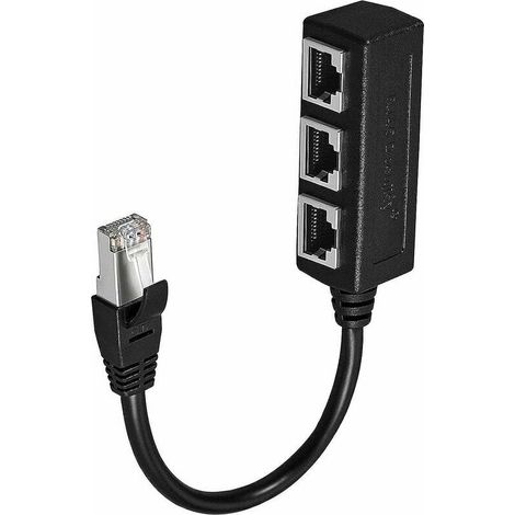 RJ45 Ethernet Distribution Cable, Ethernet LAN Network Extension Cable Adapter RJ45 Male Distributor with 3 Female for Super Cat5 Ethernet Director Adapter, CAT5