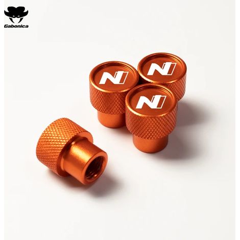 (Orange) Lot de 4 bouchons de valve de pneu décoratifs pour voiture, compatibles avec Tucson, N Line, Kona, Accent et Santa Fe. Accessoires auto. (1/5)