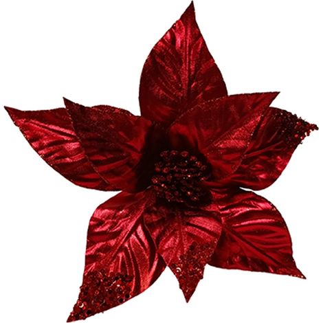 Fiore decorativo natalizio con stelo per decorazioni e composizioni h 50 cm -Oro (1/4)