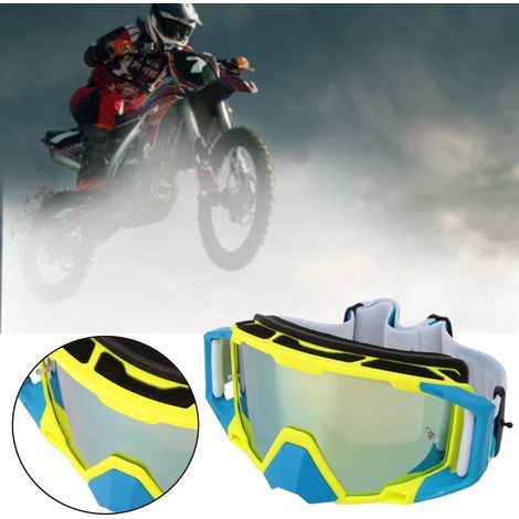Lunettes de protection pour sports de plein air et moto, coupe-vent, verres remplaçables (jaune et bleu) (1/5)