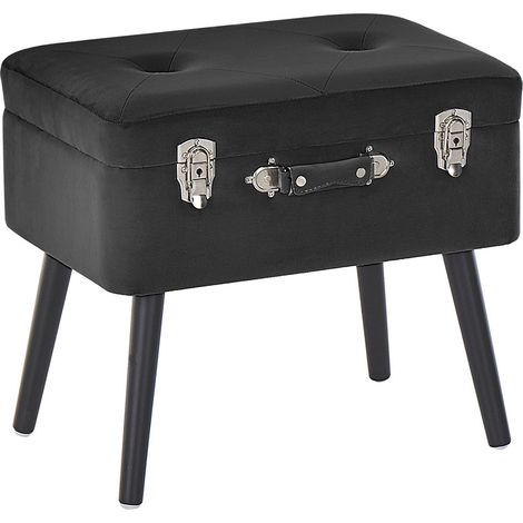 Storage Stool MALLARD Velvet Black
