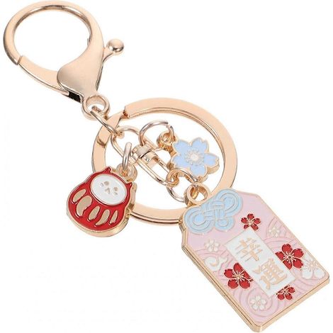 Porte-clés Maneki Neko, porte-bonheur, chat japonais, pour voiture, sac à main, sac à dos, cadeau d'anniversaire --- Motif Dharma Guard (1/4)