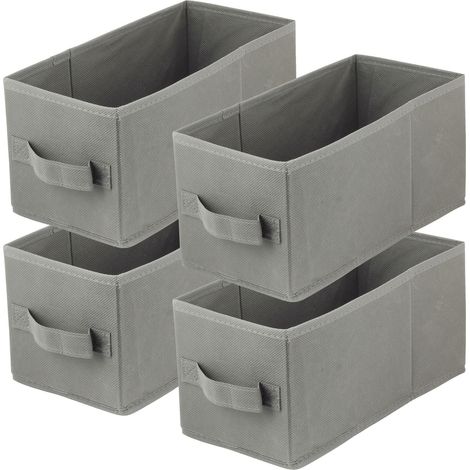 Boîte textile 15x31x15 gris foncé - Lot de 4 (1/5)