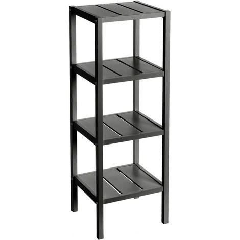 Étagère Salle de Bain Bois Noir MDF 4 Plateaux (1/3)