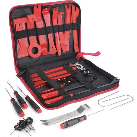 Kit d'outils de démontage de garnitures audio, radio, décorations de portières, panneau de tableau de bord, outil de levier pour installation et démontage. (1/5)