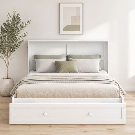 Letto a scomparsa 140x200 cm in legno bianco salvaspazio, senza materasso FloraGrace (1/5)