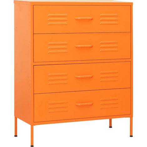 Maison Exclusive - Armario de cajones de acero naranja 80x35x101,