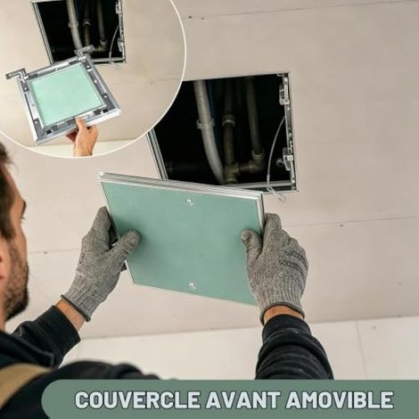 Trappe de visite en aluminium 20 x 20 cm pour Placo 1,2 cm (1/3)