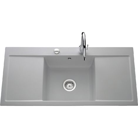 Évier de cuisine aluminium mat FIRST CLASS - L 1060 x l 510 x P 200 mm - sous-meuble 50 cm - Aquatop (1/3)
