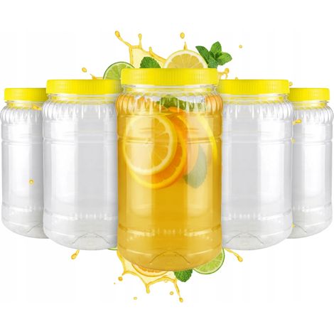 5 contenitori in plastica da 2 l per alimenti secchi e liquidi, riutilizzabili